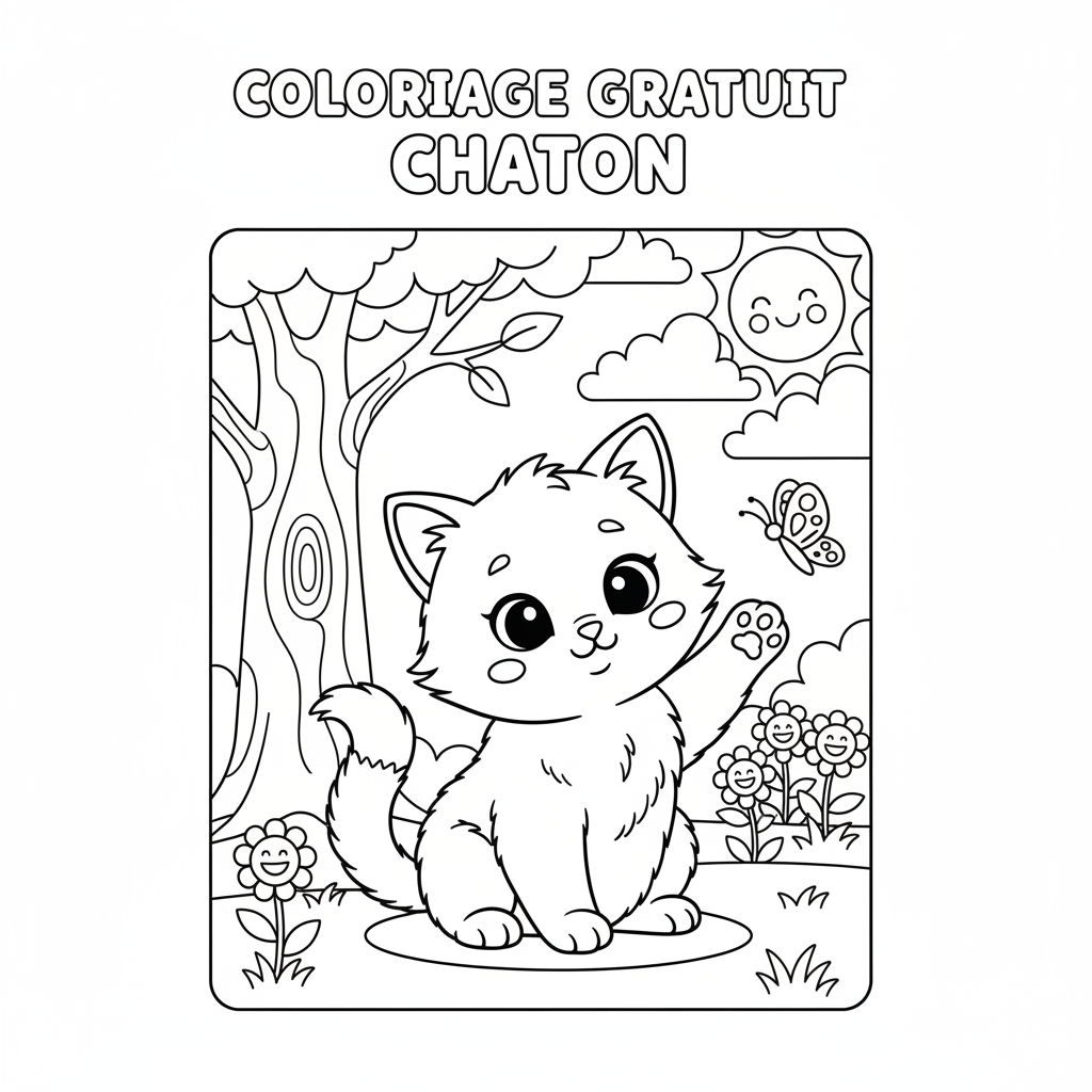 Coloriage coloriage gratuit chaton 3
