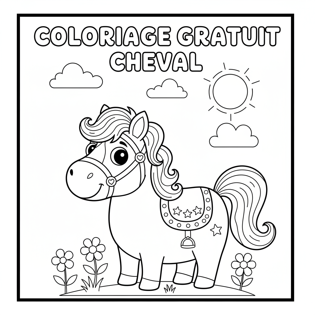Coloriage coloriage gratuit cheval 1