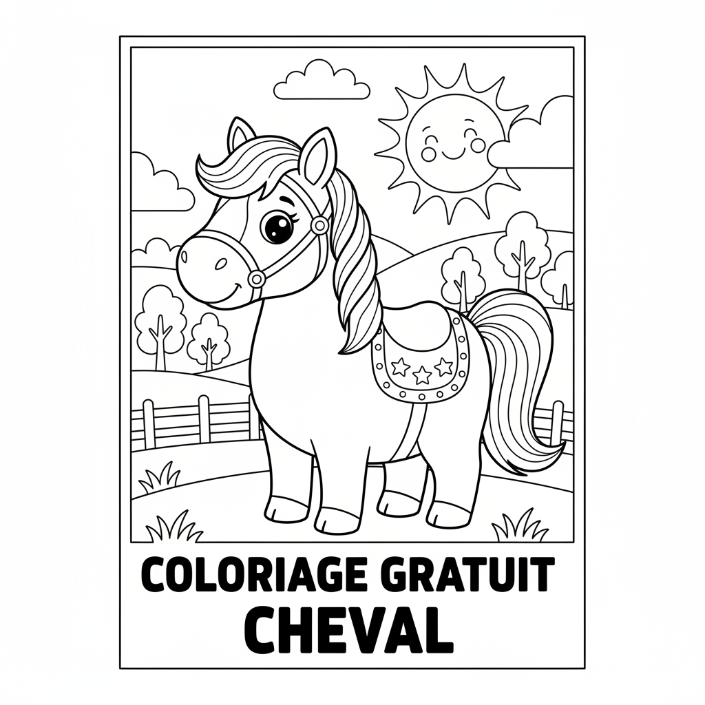 Coloriage coloriage gratuit cheval 3
