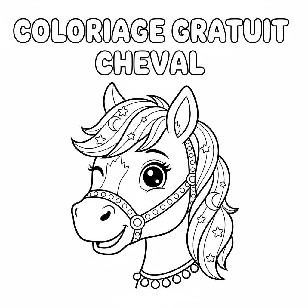 Coloriage coloriage gratuit cheval 4