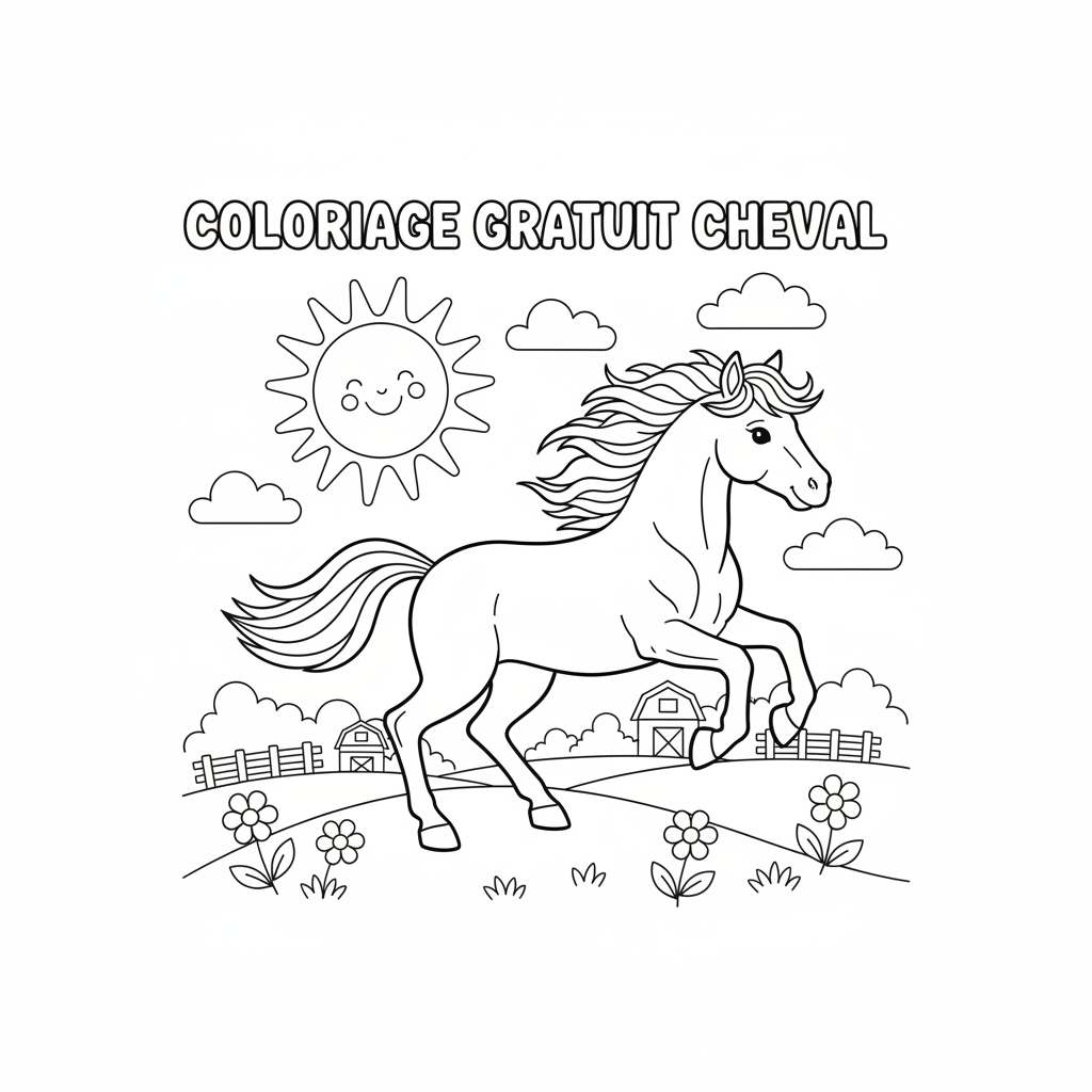 Coloriage coloriage gratuit cheval 5