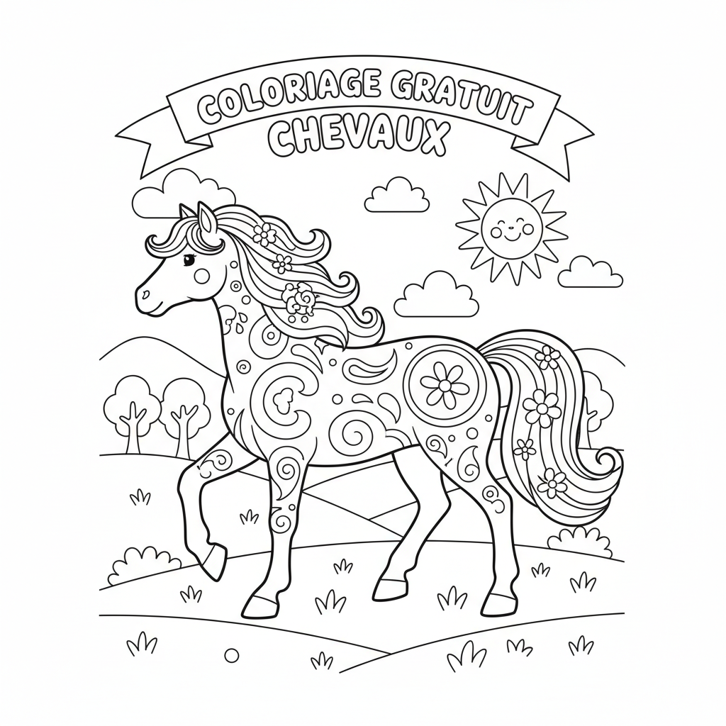 Coloriage coloriage gratuit chevaux 2