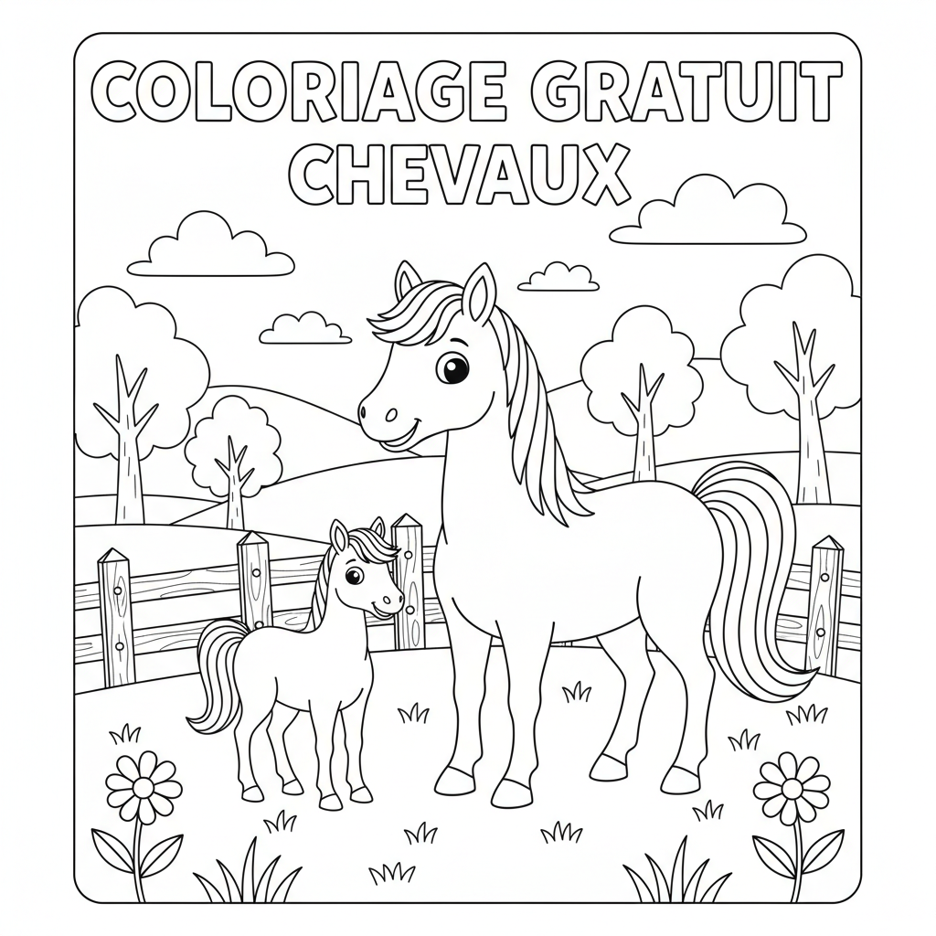 Coloriage coloriage gratuit chevaux 3
