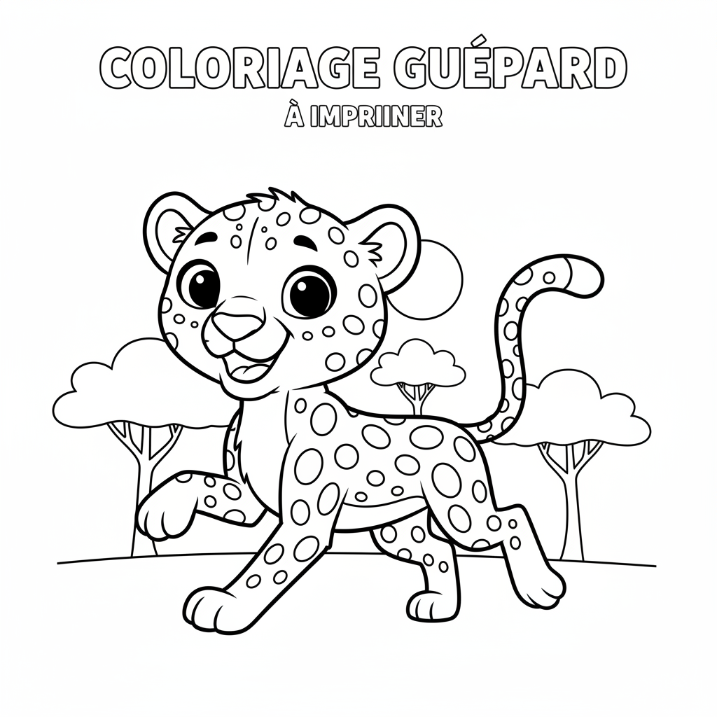 Coloriage coloriage guépard à imprimer 2