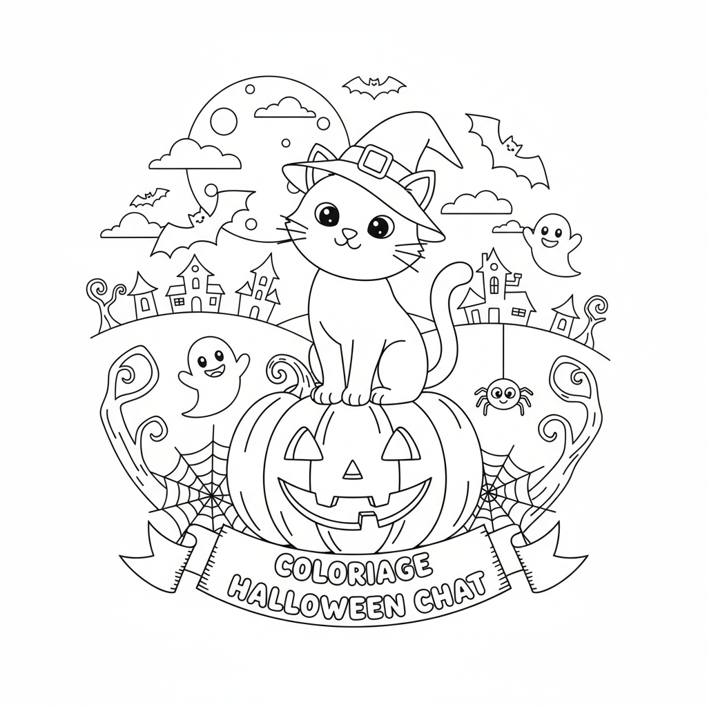 Coloriage coloriage halloween chat 2