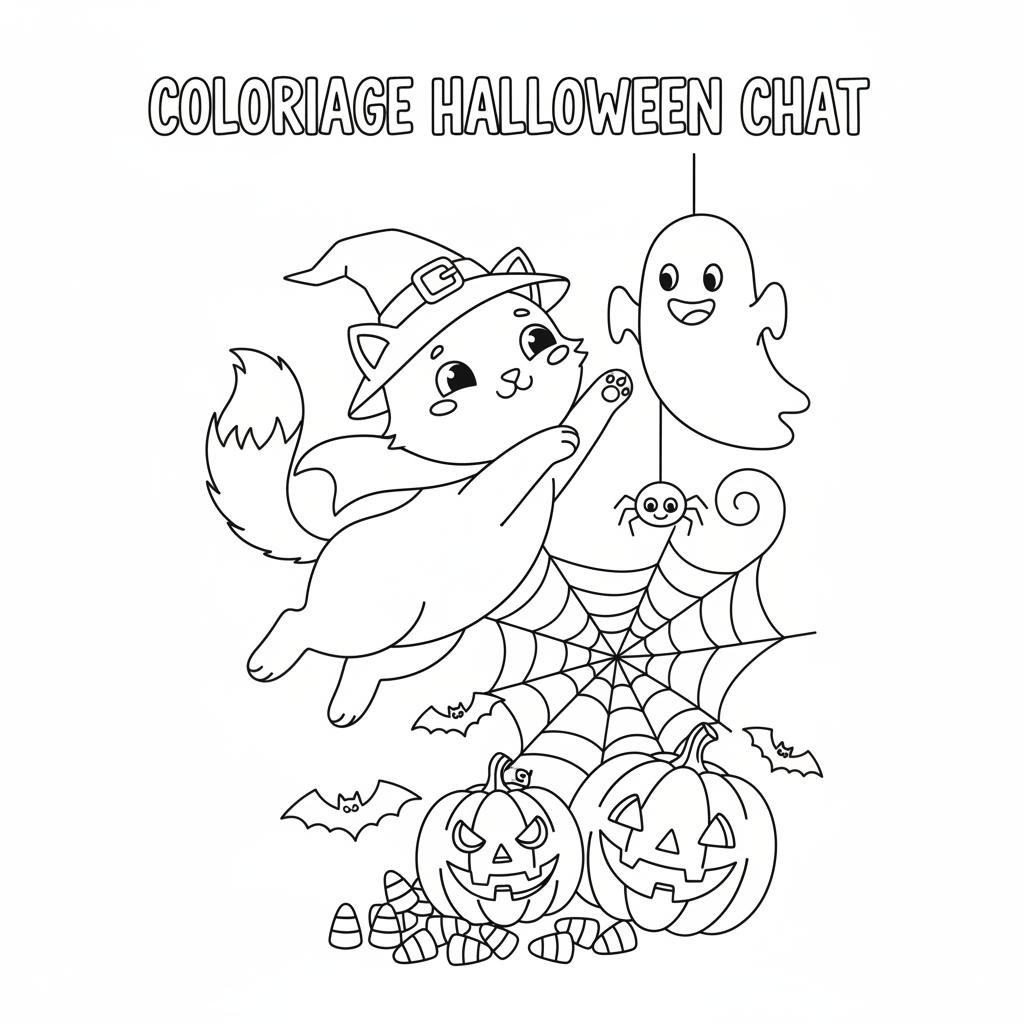 Coloriage coloriage halloween chat 5