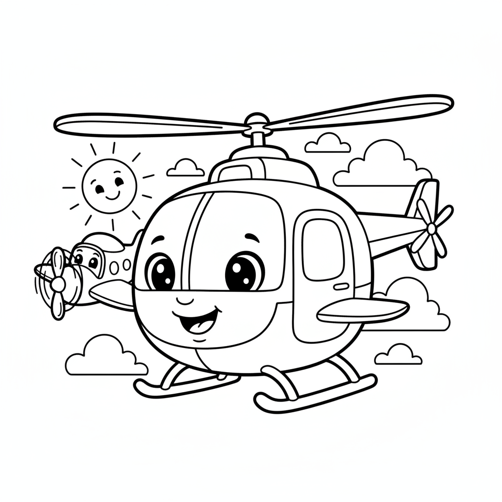 Coloriage coloriage hélicoptère 4