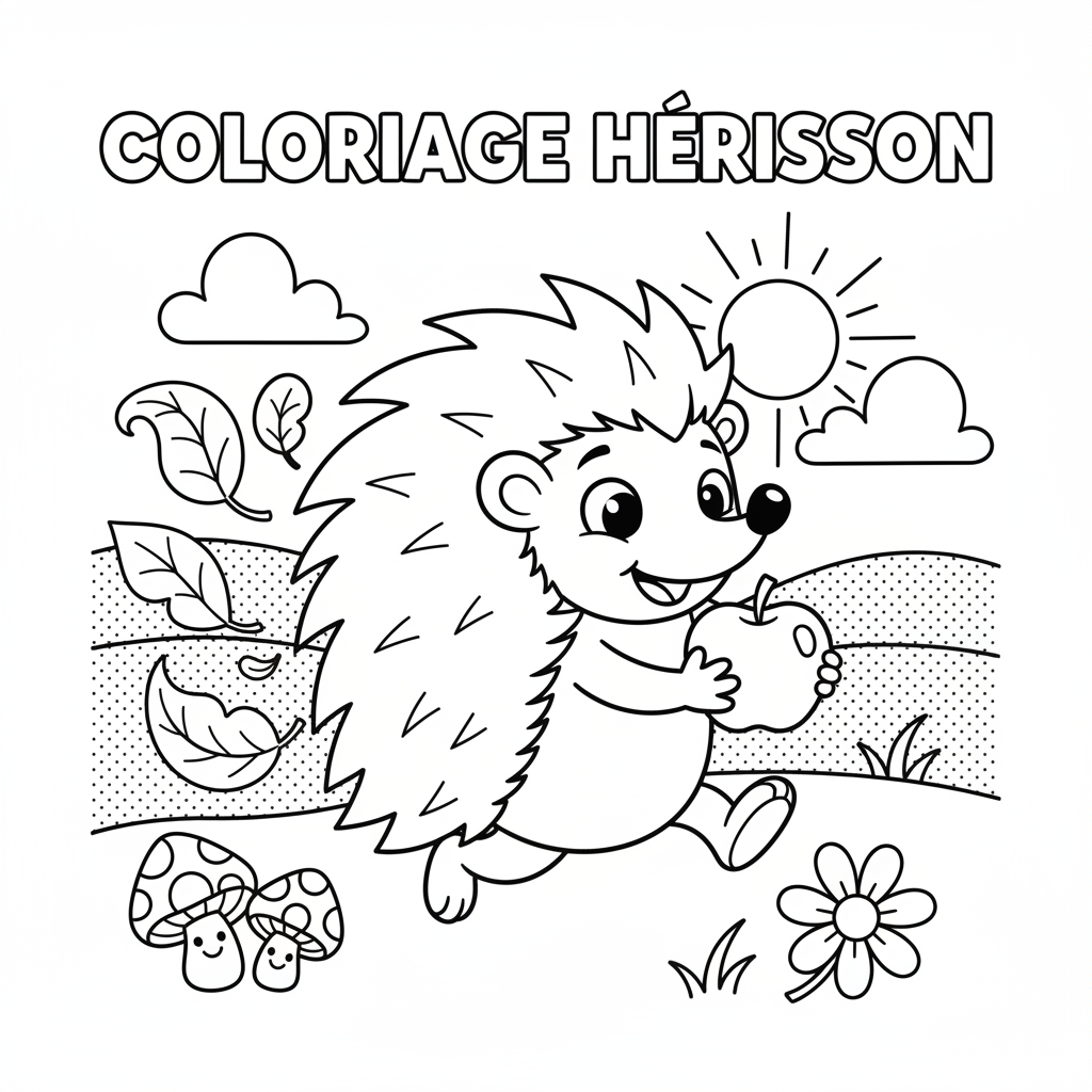 Coloriage coloriage hérisson maternelle 5