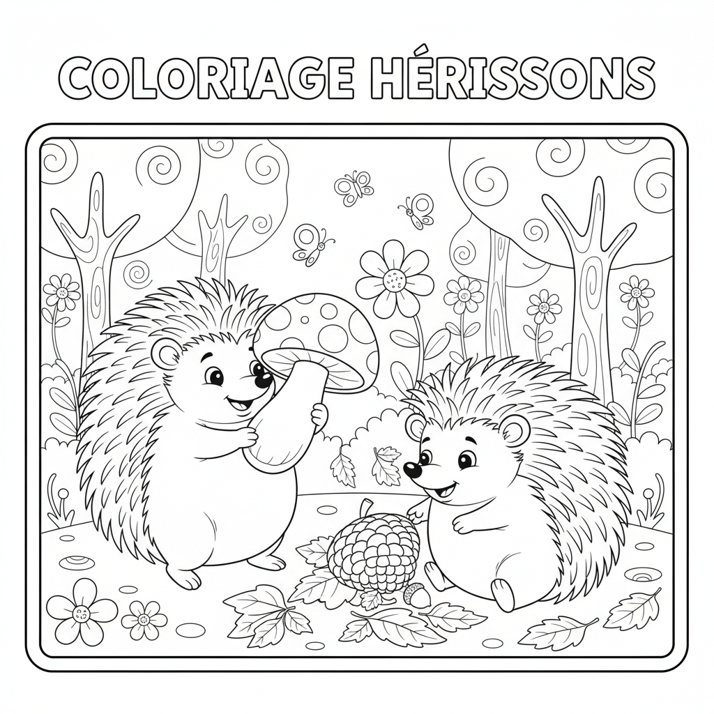 Coloriage coloriage hérissons 2