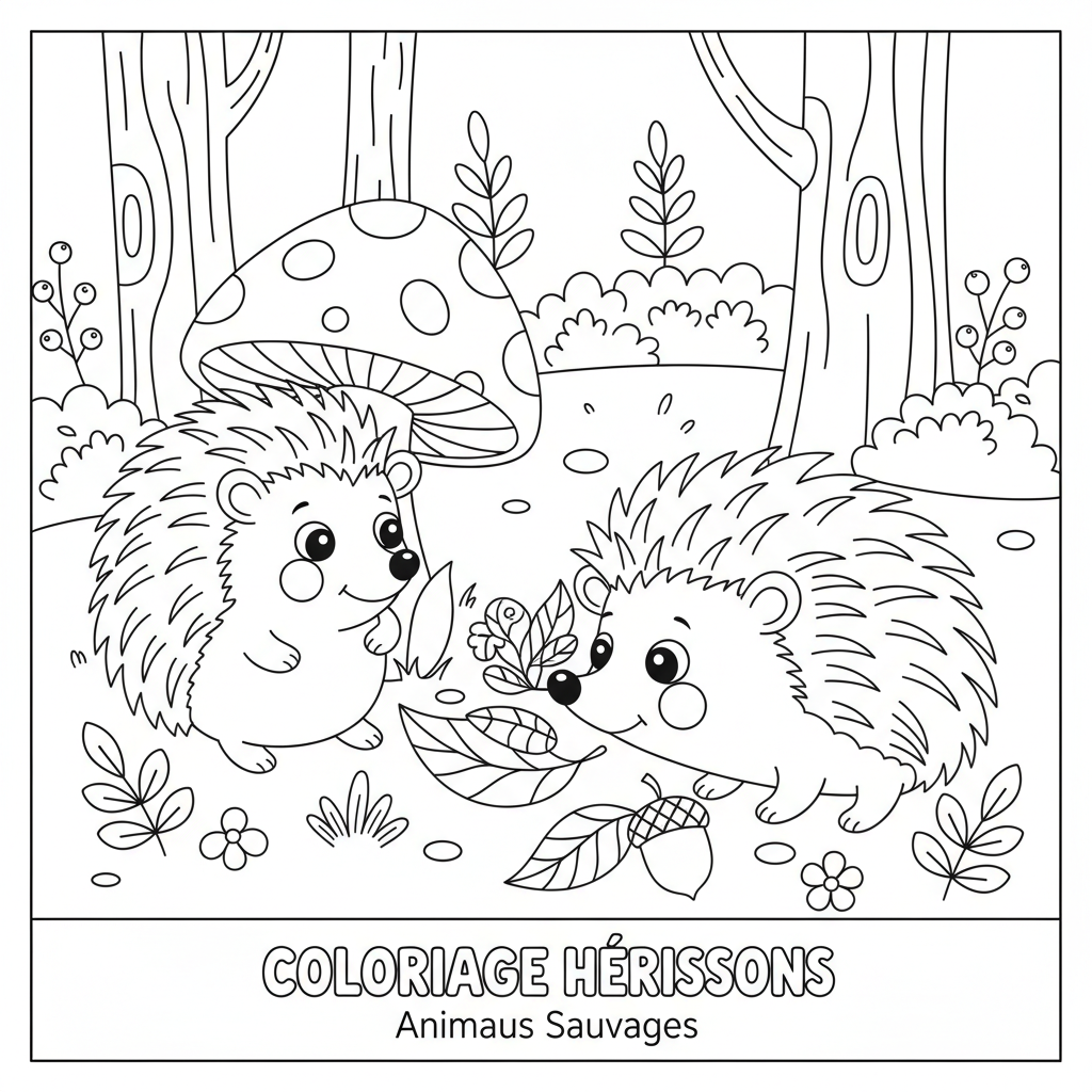 Coloriage coloriage hérissons imprimer 2
