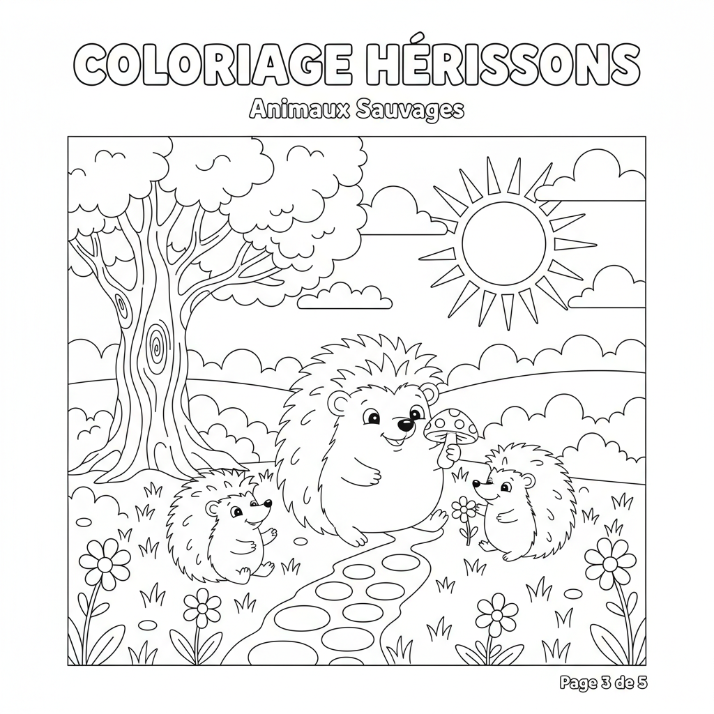 Coloriage coloriage hérissons imprimer 3