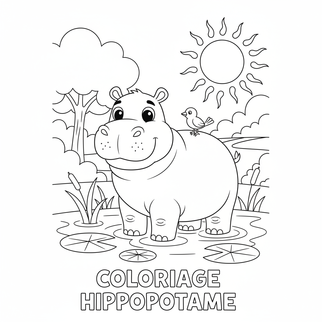 Coloriage coloriage hippopotame 2