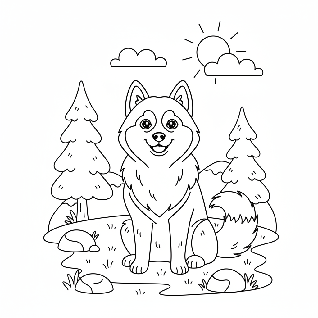 Coloriage coloriage husky 3