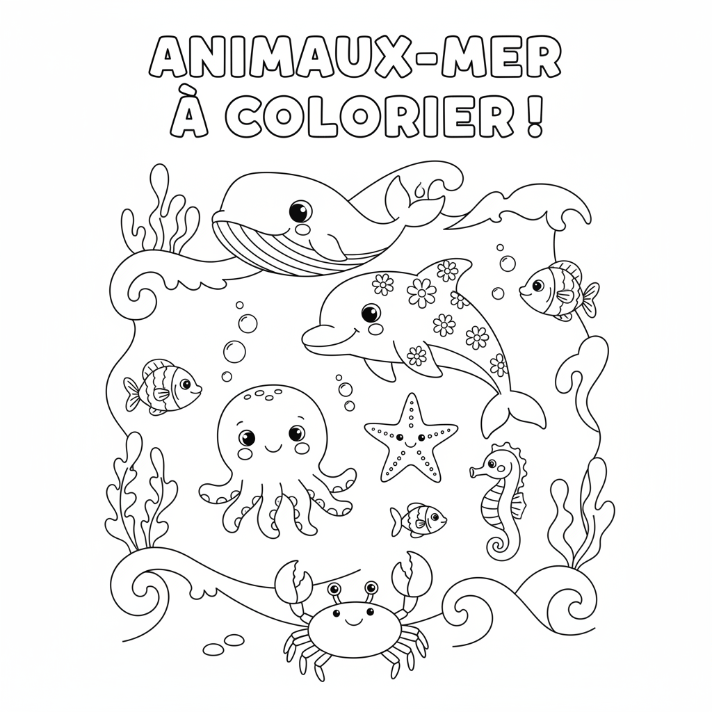 Coloriage Imprimer Adulte Animaux de la Mer Gratuit