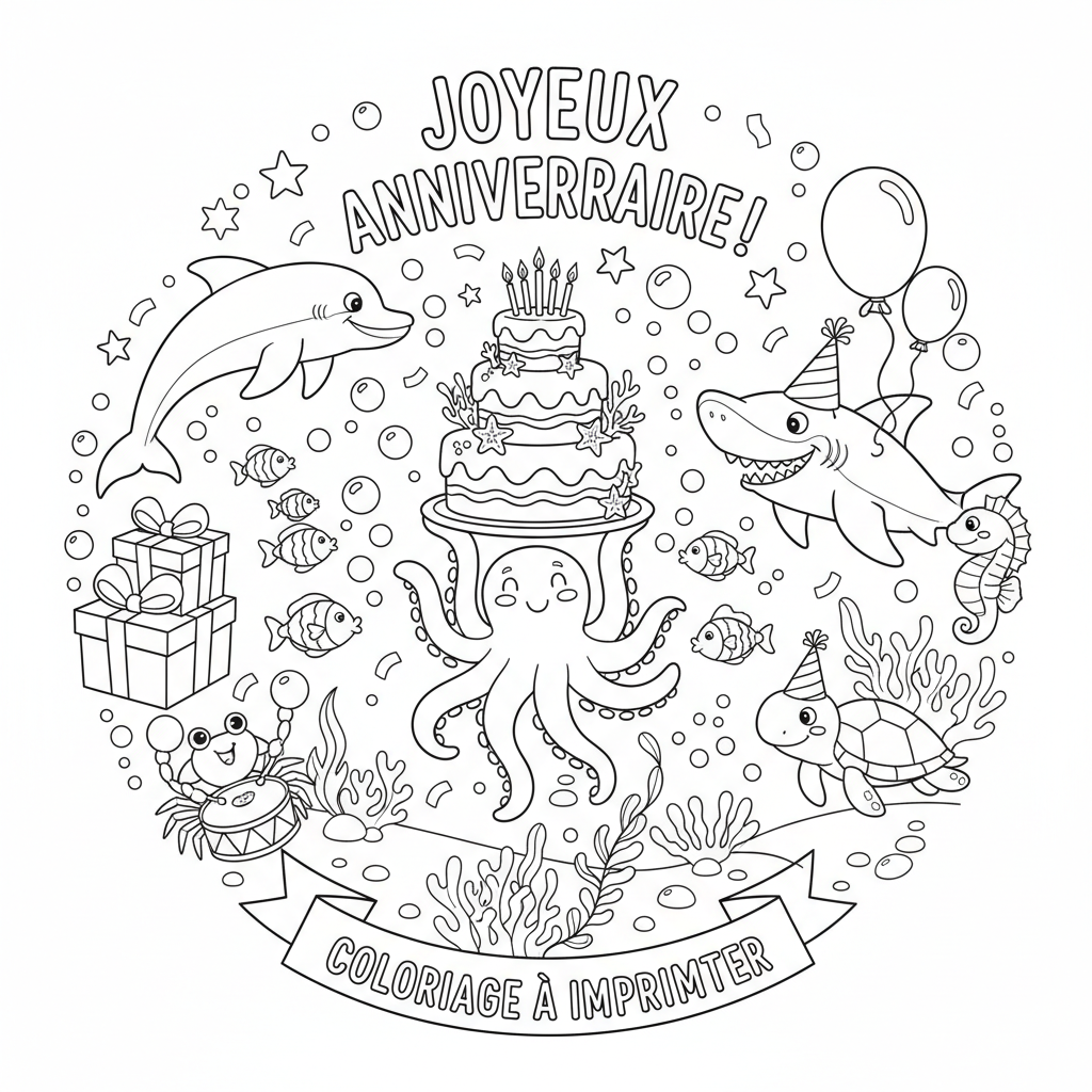 Coloriage coloriage imprimer anniversaire 5
