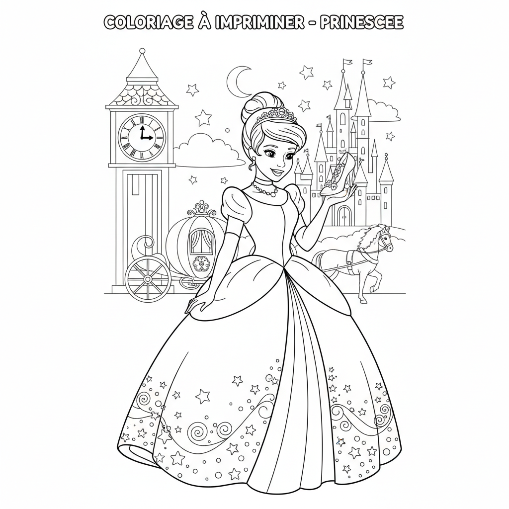 Coloriage coloriage imprimer cendrillon 2