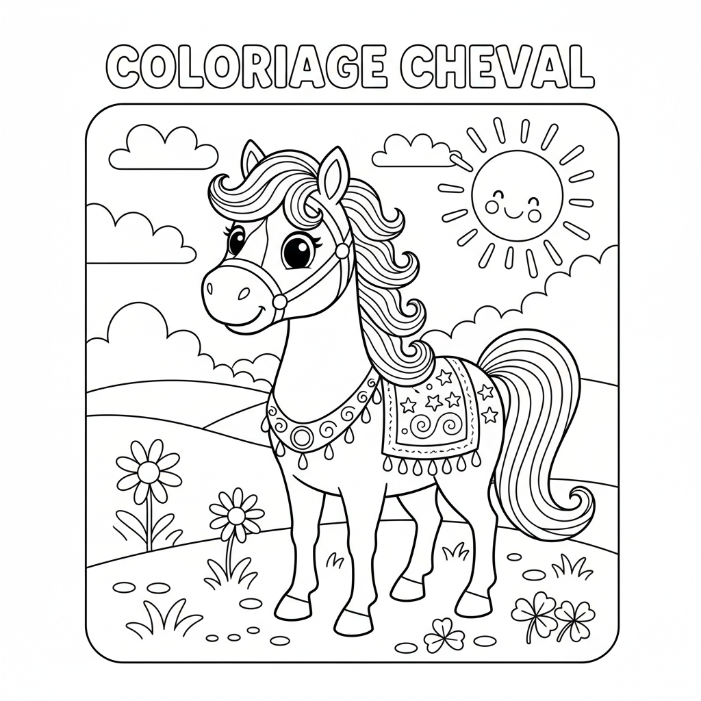 Coloriage coloriage imprimer cheval 2