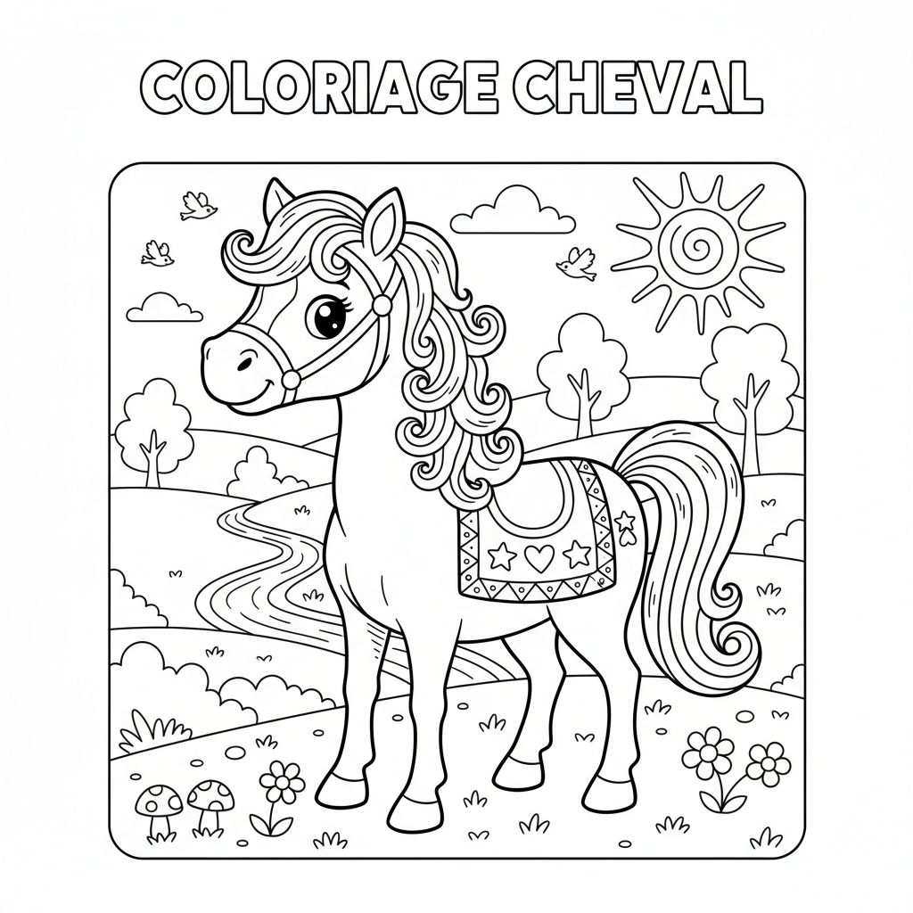 Coloriage coloriage imprimer cheval 3