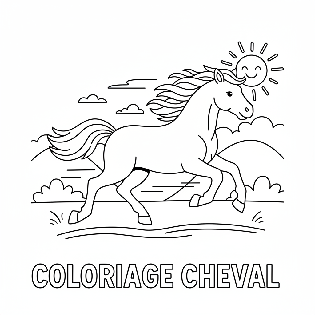 Coloriage coloriage imprimer cheval 5