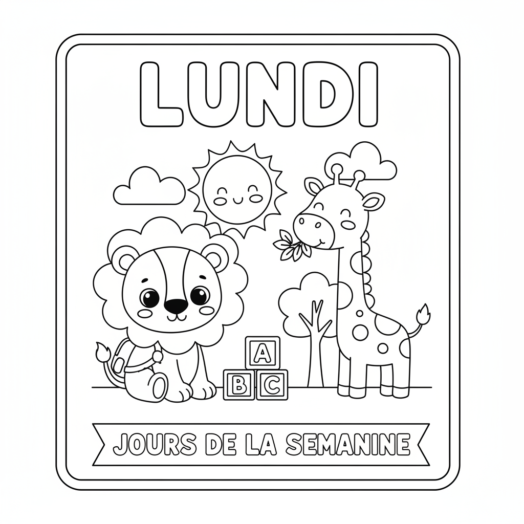 Coloriage Jours de la Semaine à Imprimer Gratuitement