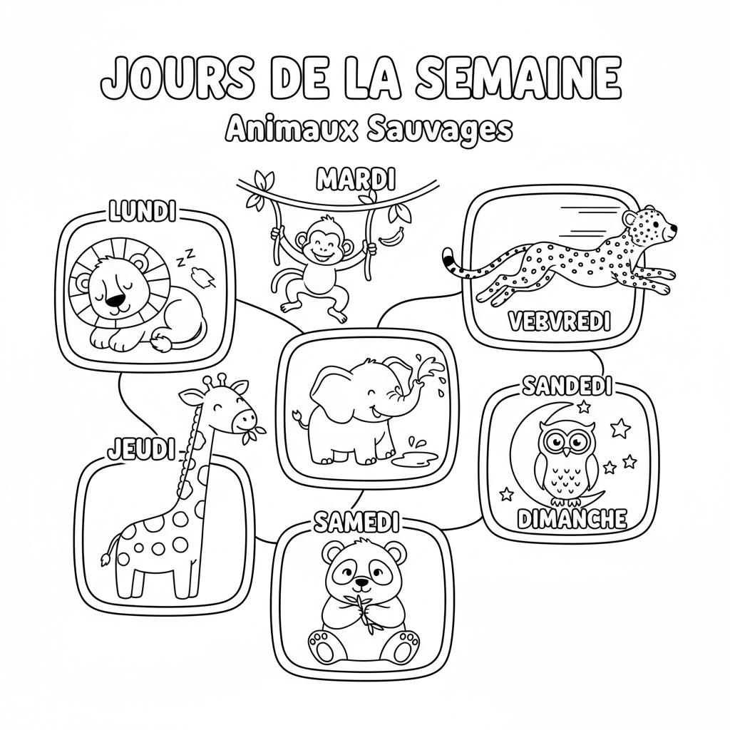 Coloriage coloriage jours de la semaine 2