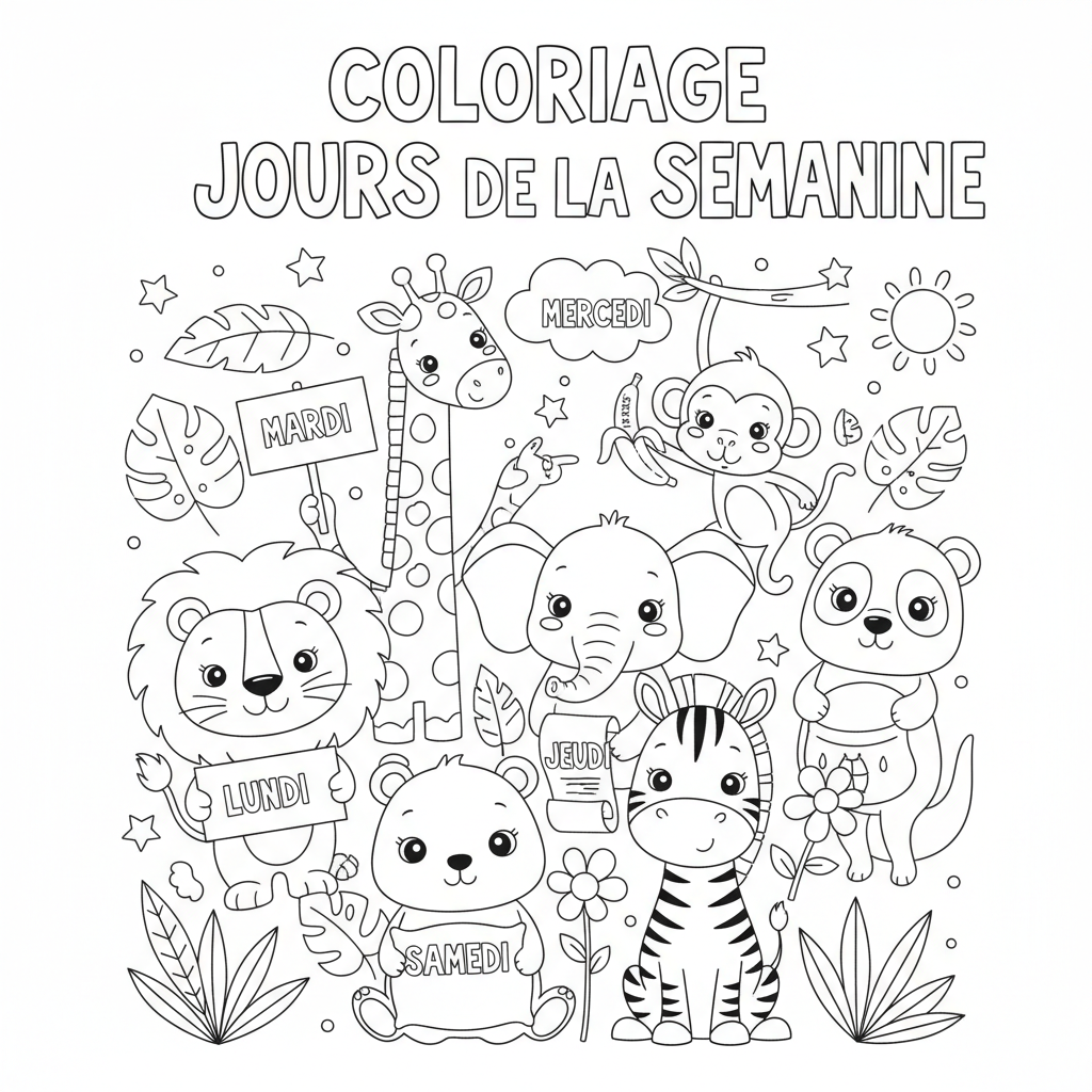 Coloriage coloriage jours de la semaine 4