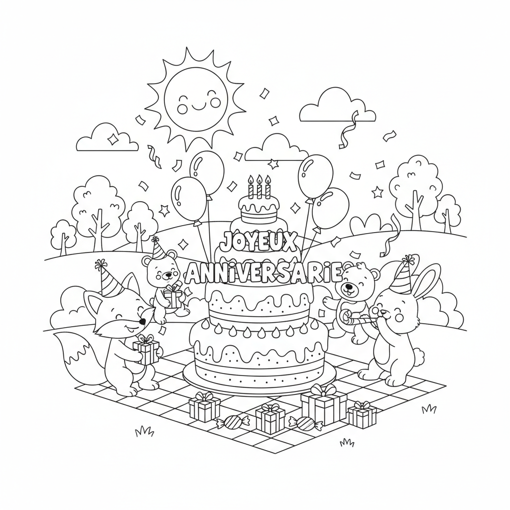 Coloriage coloriage joyeux anniversaire 3