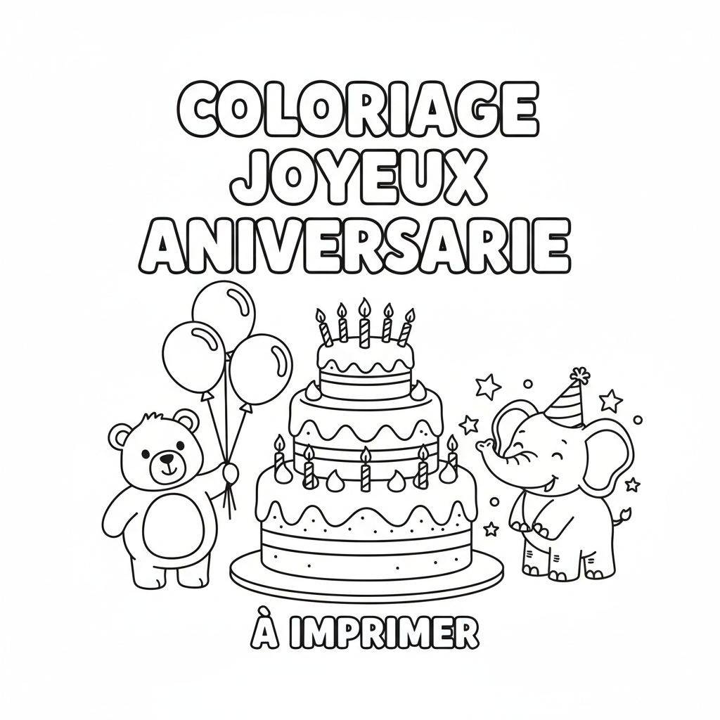 Coloriage coloriage joyeux anniversaire à imprimer