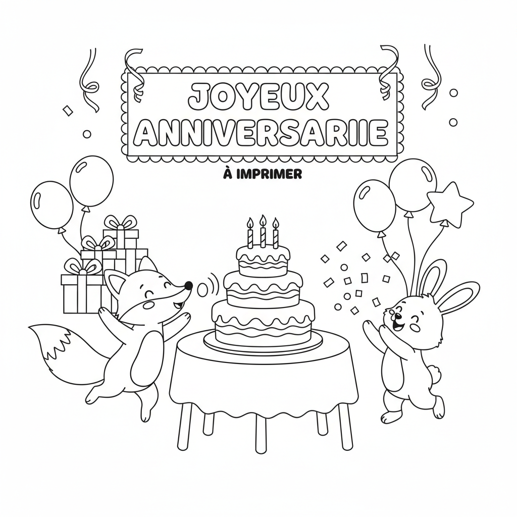 Coloriage coloriage joyeux anniversaire à imprimer 5