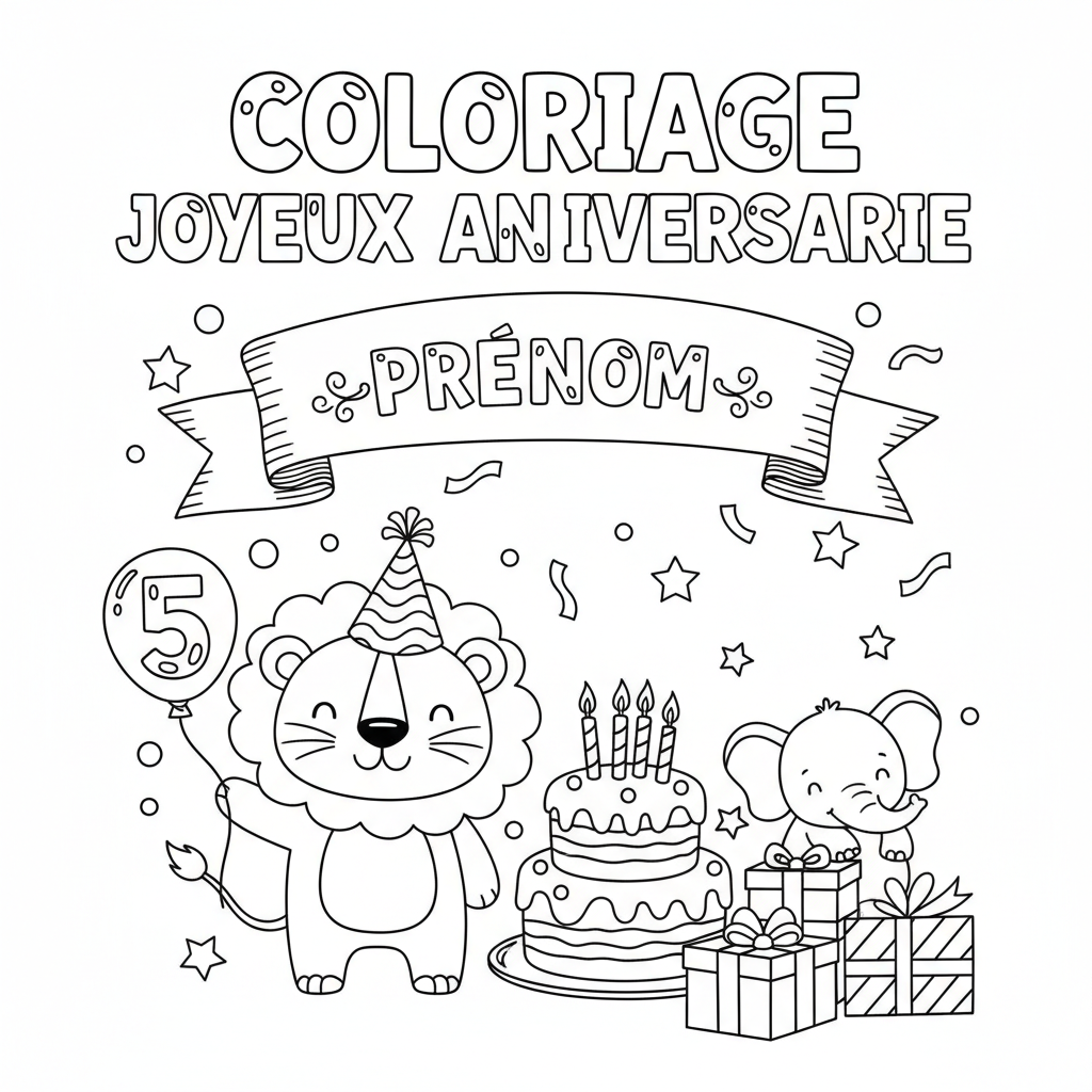 Coloriage Joyeux Anniversaire Avec Prenom Gratuit à Imprimer