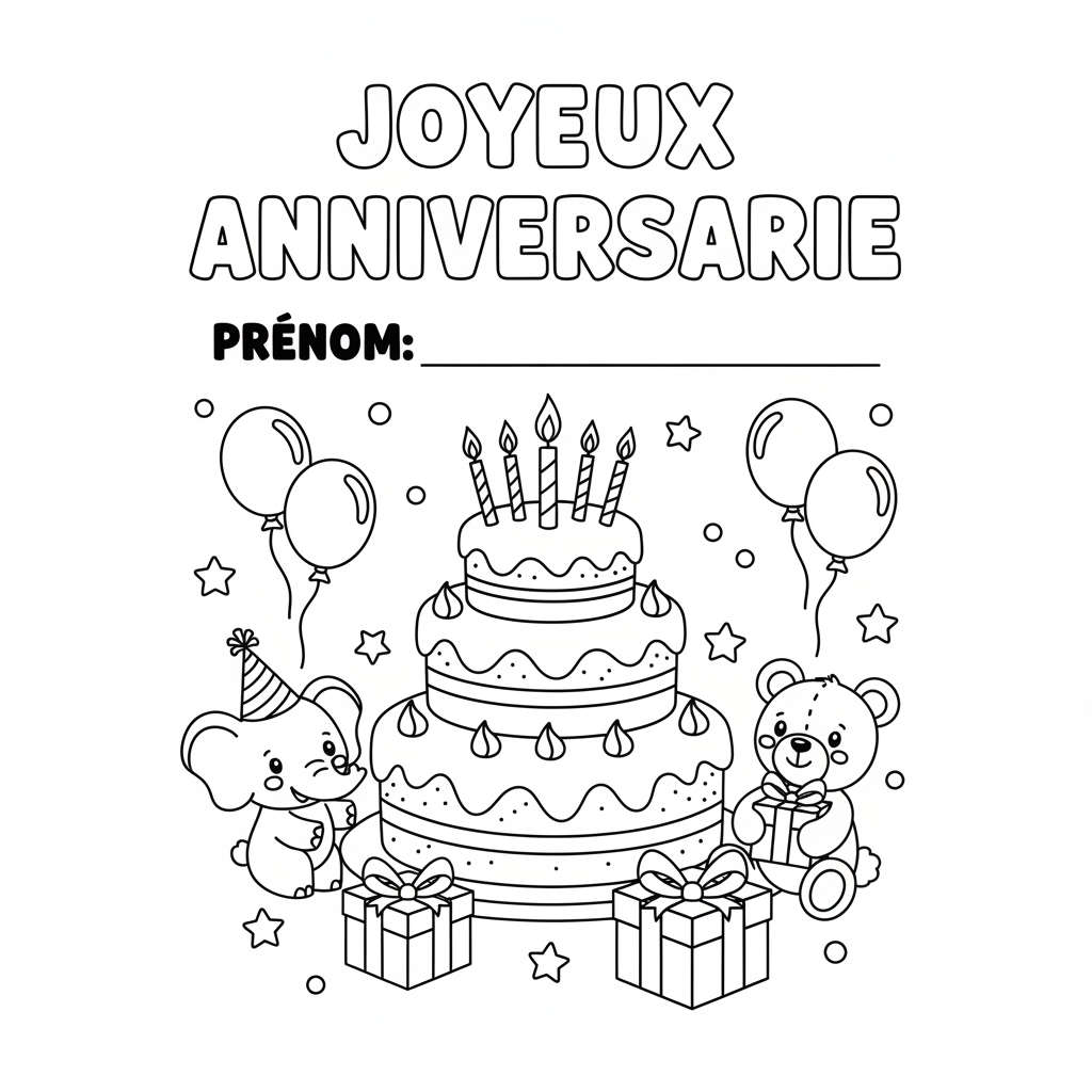 Coloriage coloriage joyeux anniversaire avec prénom 2