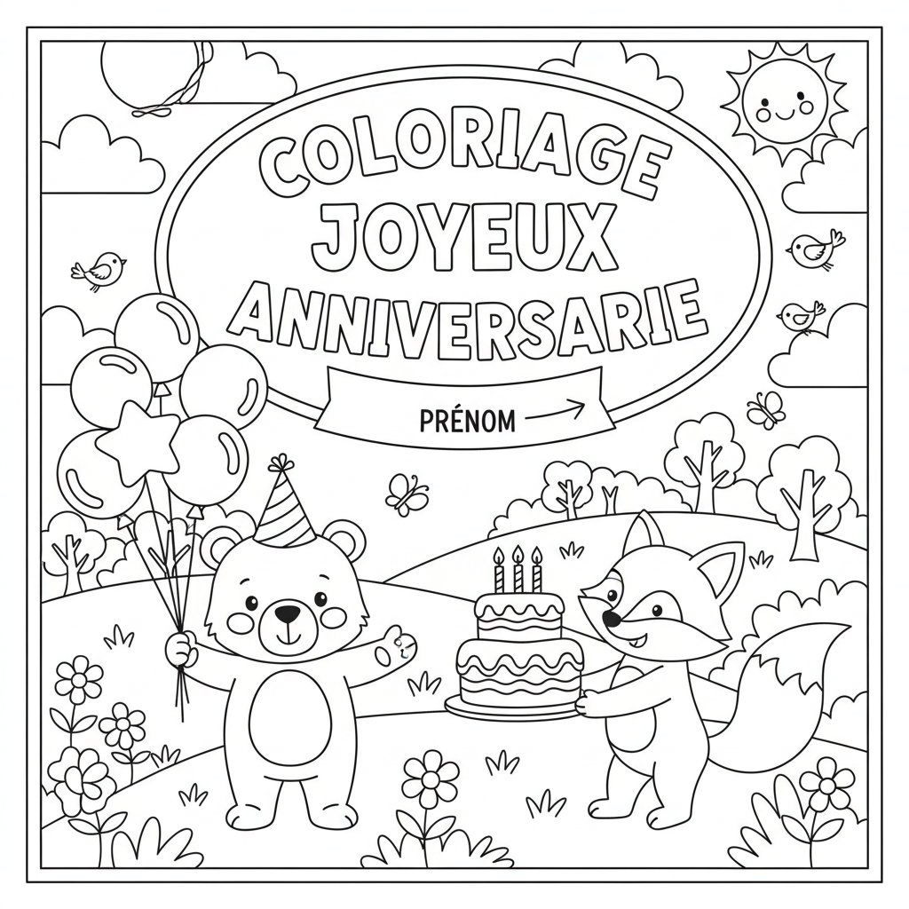 Coloriage coloriage joyeux anniversaire avec prénom 3