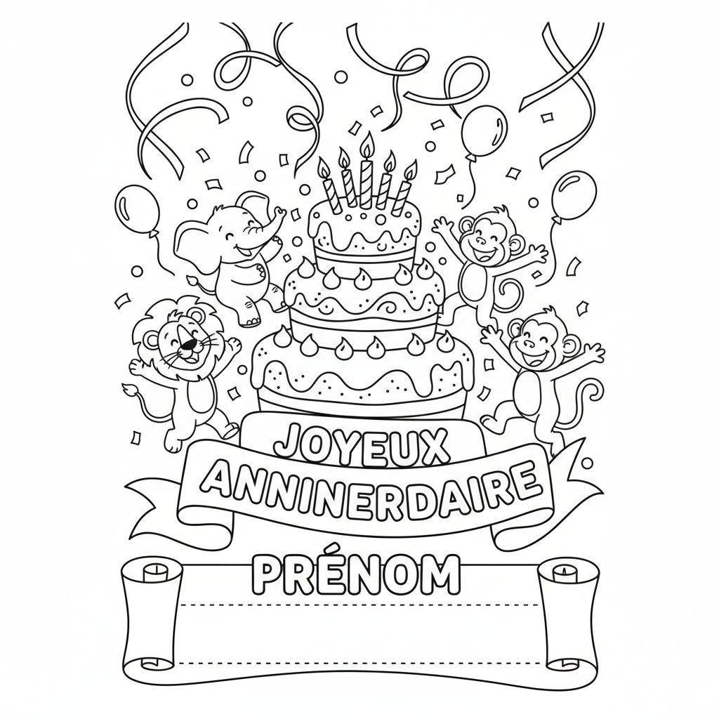 Coloriage coloriage joyeux anniversaire avec prénom 5