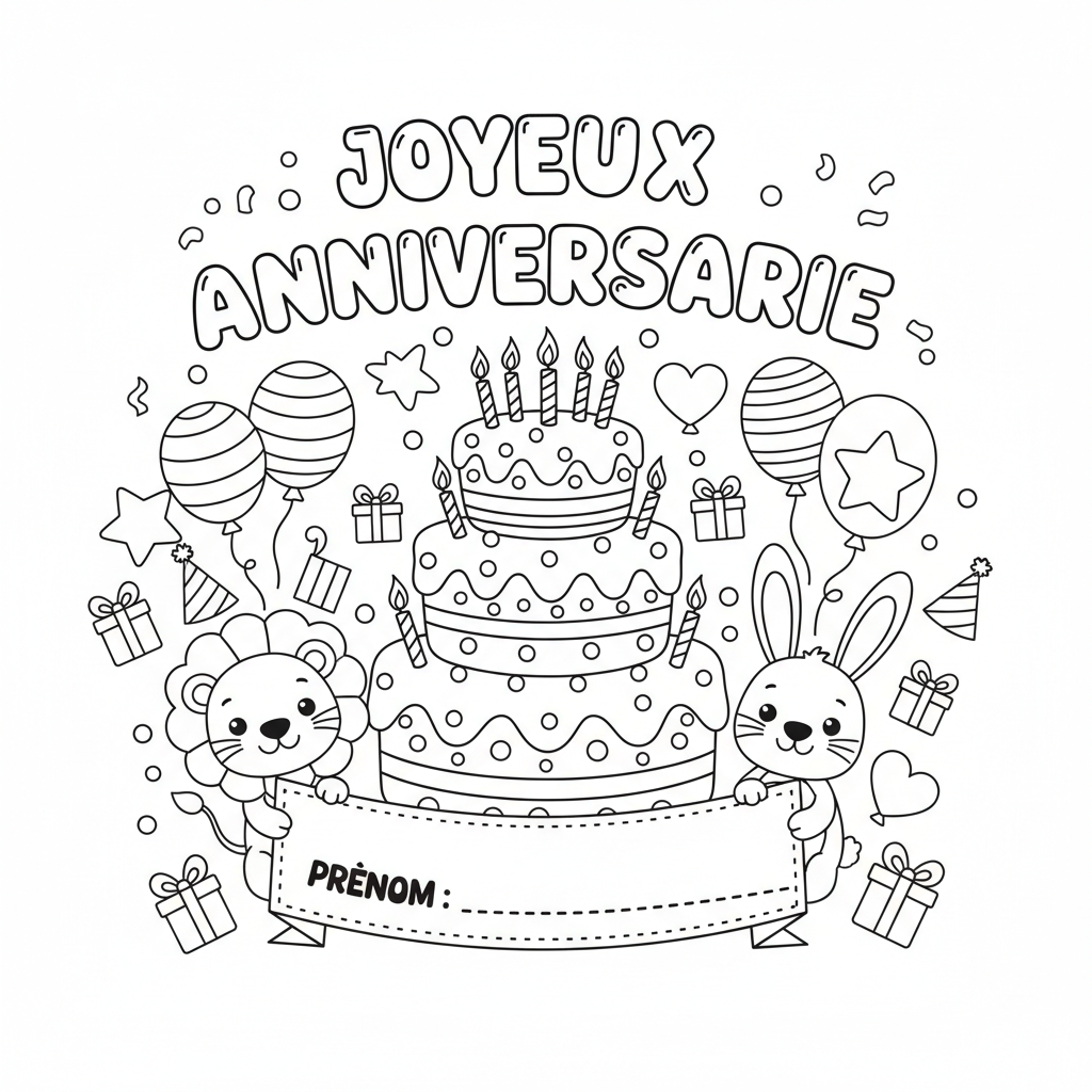 Coloriage coloriage joyeux anniversaire avec prenom 2