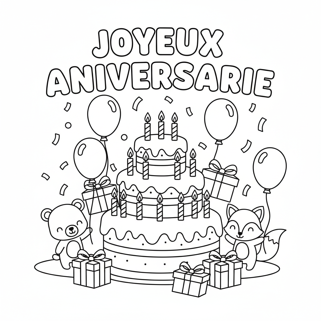 Coloriage Joyeux Anniversaire Imprimer Gratuit pour Enfant