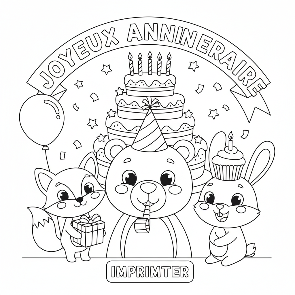 Coloriage coloriage joyeux anniversaire imprimer 4