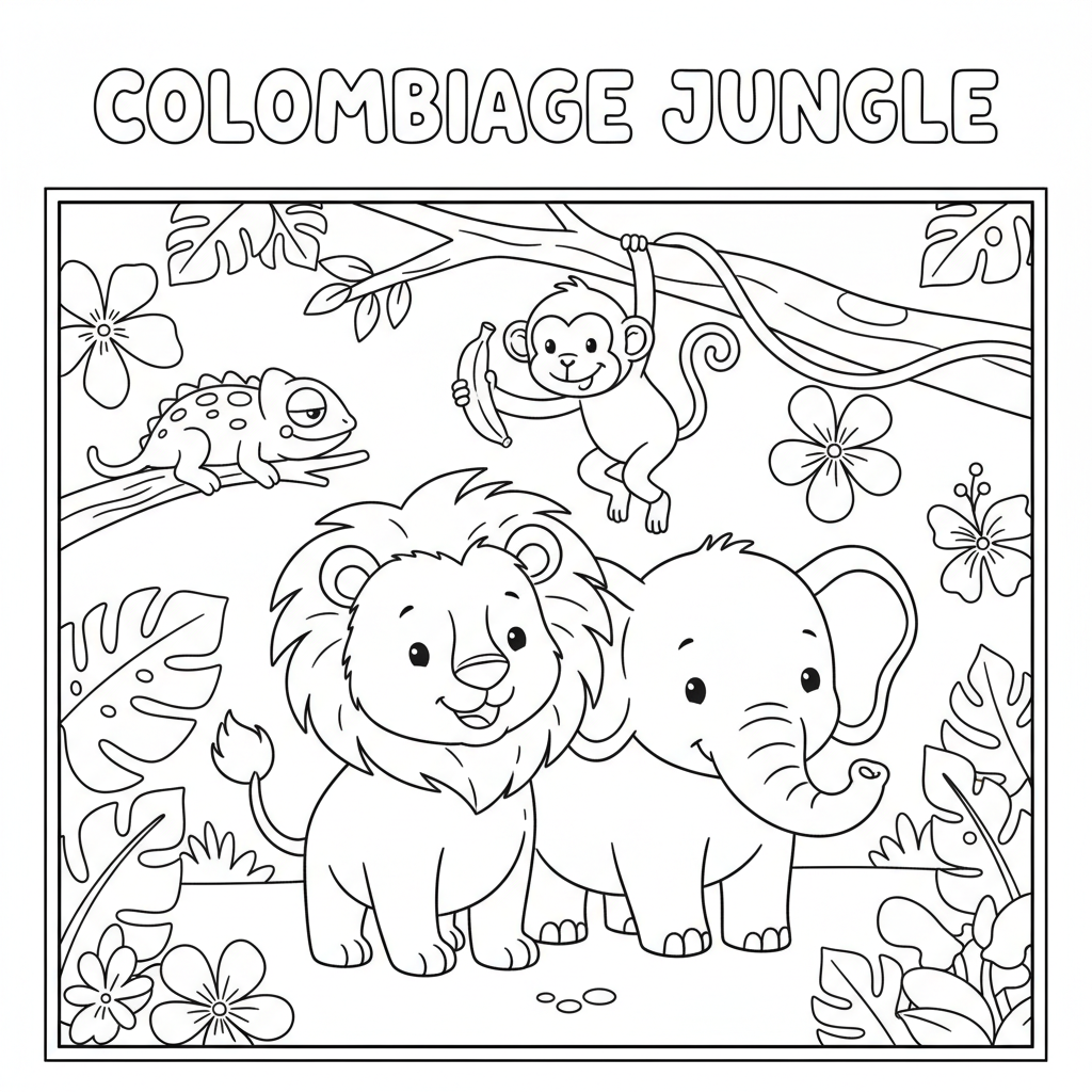 Coloriage Jungle Gratuit à Imprimer pour les Enfants