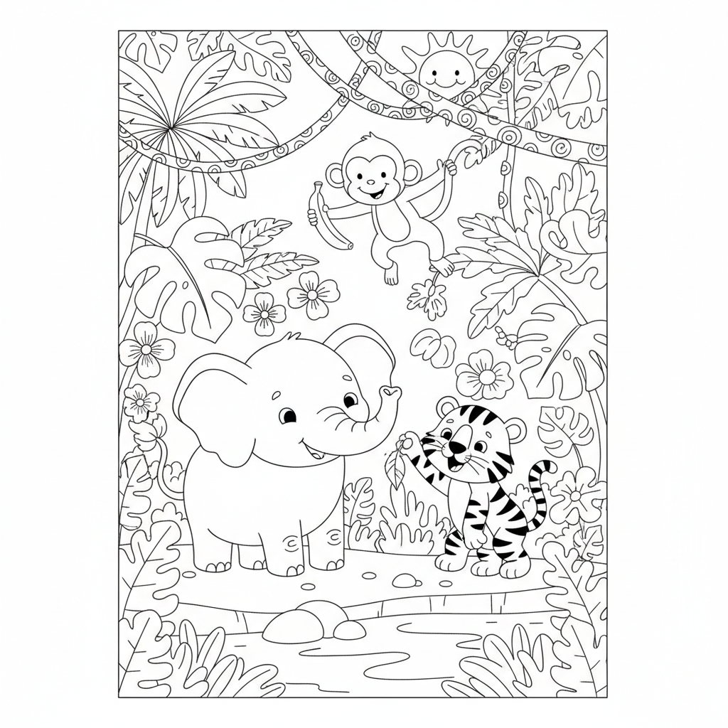 Coloriage coloriage jungle facile 2