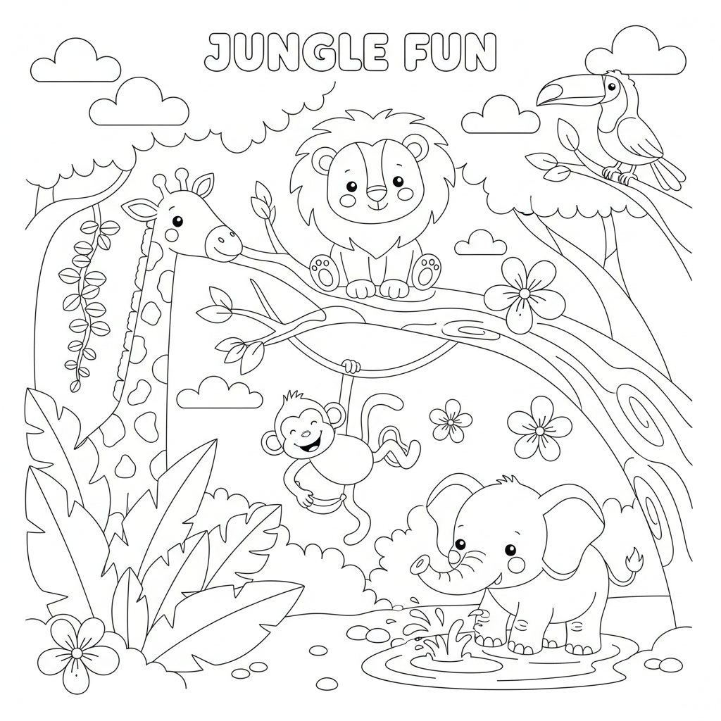 Coloriage coloriage jungle facile 3