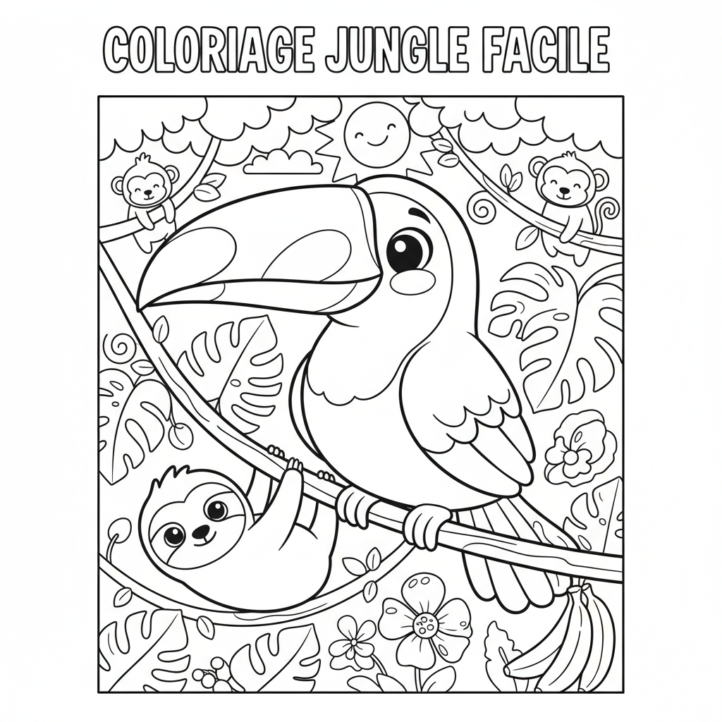 Coloriage coloriage jungle facile 4