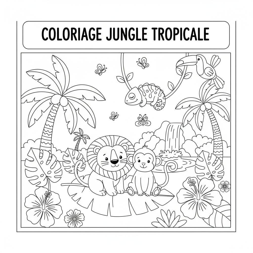 Coloriage Jungle Tropicale à Imprimer Gratuitement