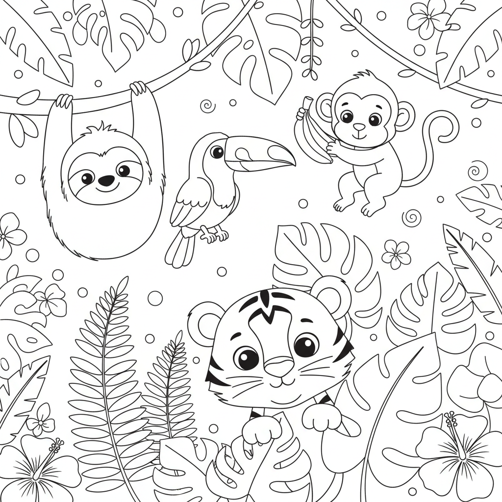 Coloriage coloriage jungle tropicale 4