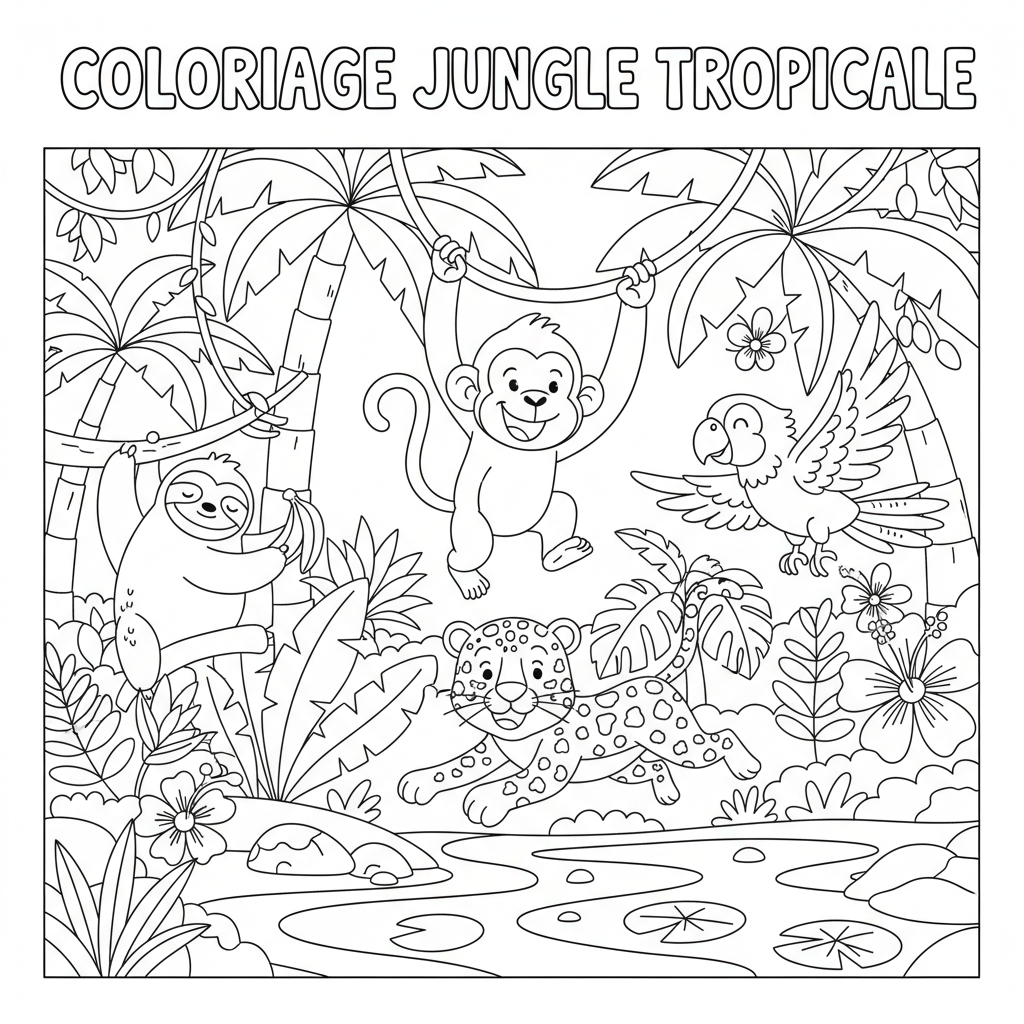 Coloriage coloriage jungle tropicale 5