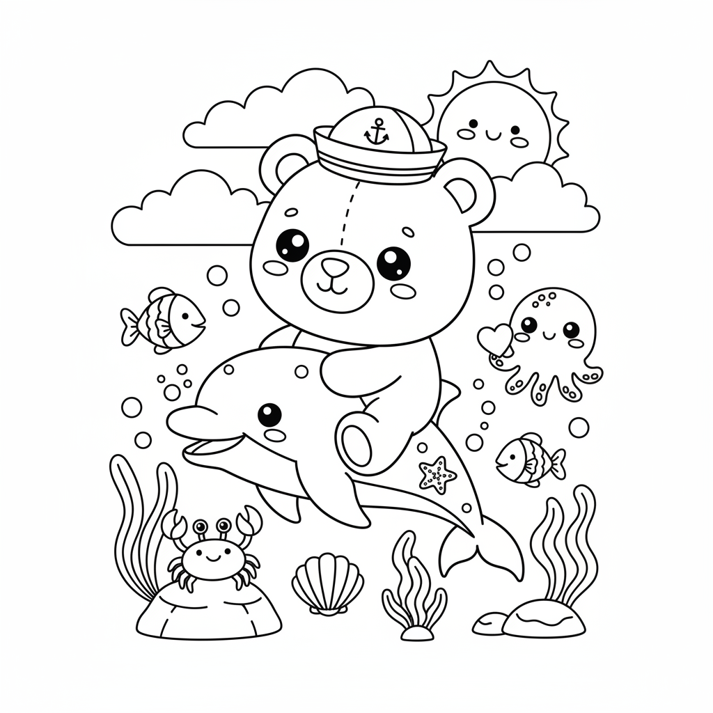 Coloriage coloriage kawaii à imprimer nounours 2