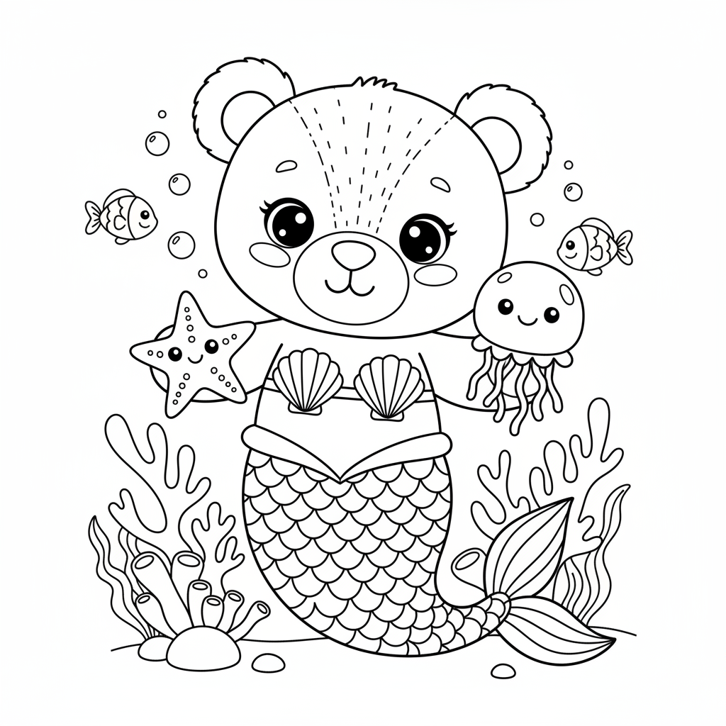 Coloriage coloriage kawaii à imprimer nounours 4