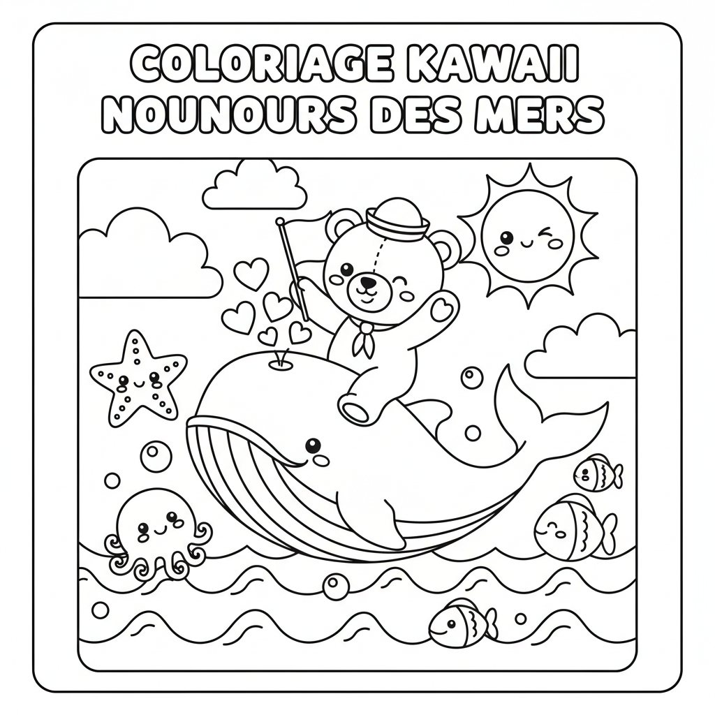Coloriage coloriage kawaii à imprimer nounours 5