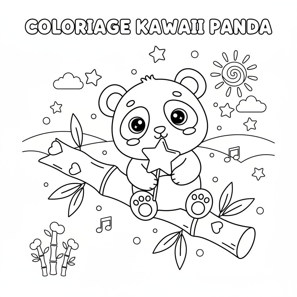 Coloriage coloriage kawaii panda dessin 2
