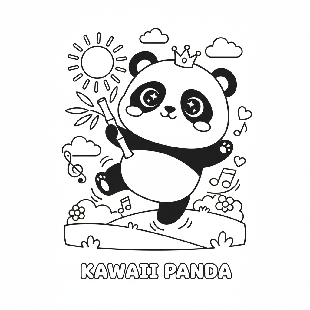 Coloriage coloriage kawaii panda dessin 5