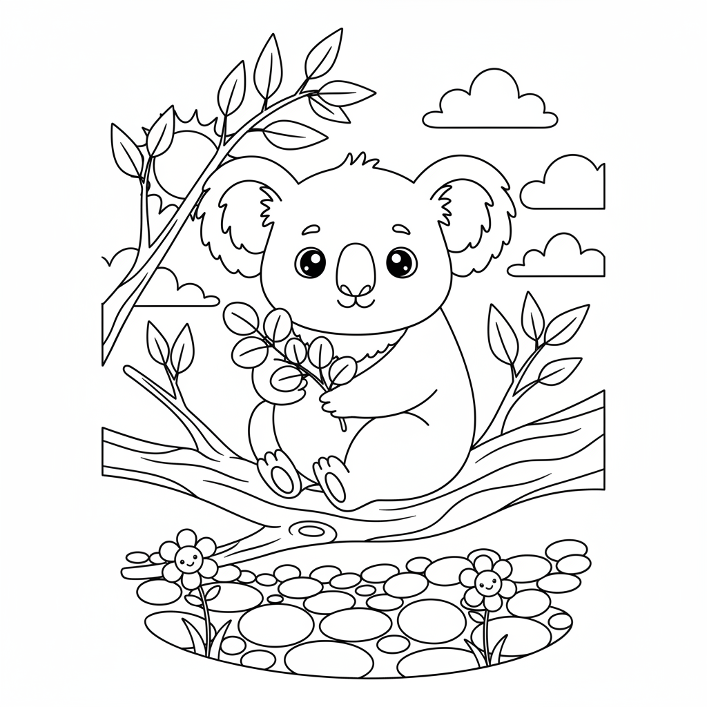 Coloriage coloriage koala kawaii 3