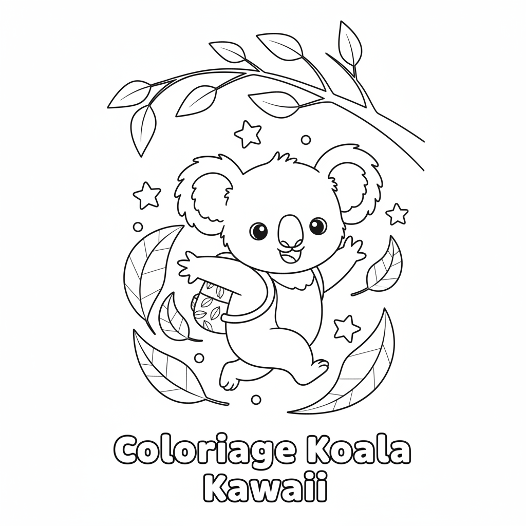 Coloriage coloriage koala kawaii 5